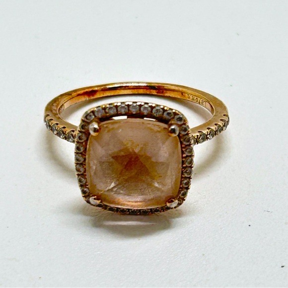 Lavon Jewelry - Lavon, Sterling Silver Ring With Peachy And Clear Crystals, Size 5, IOB